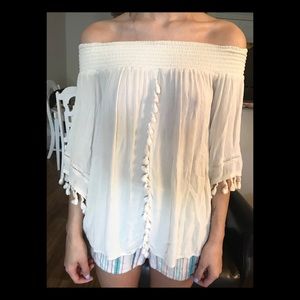 Off The Shoulder Tassel Top